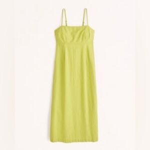 Abercrombie & Fitch Lime Linen-Blend Midi Dress
